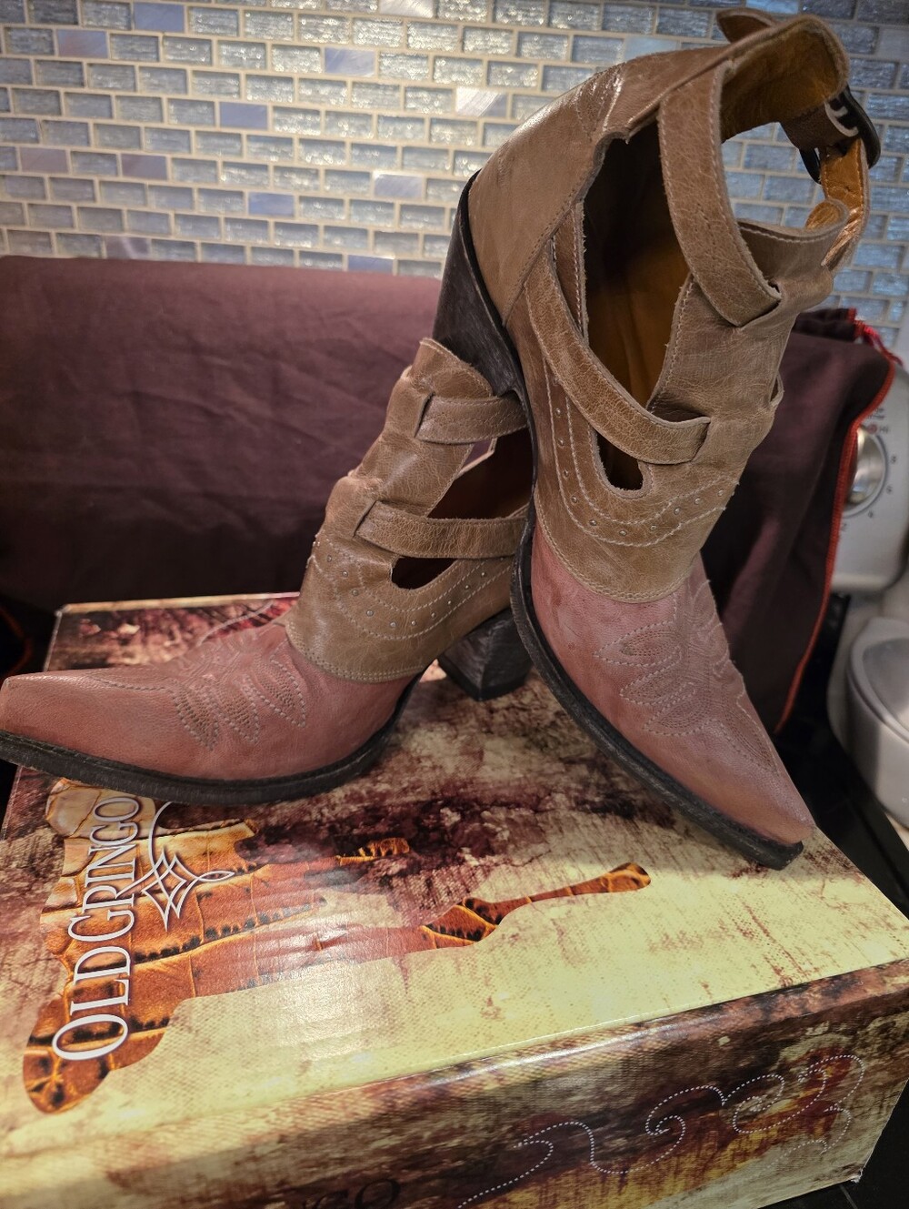 Old Gringo Joy Western Booties Pink Taupe Size 7 1/2